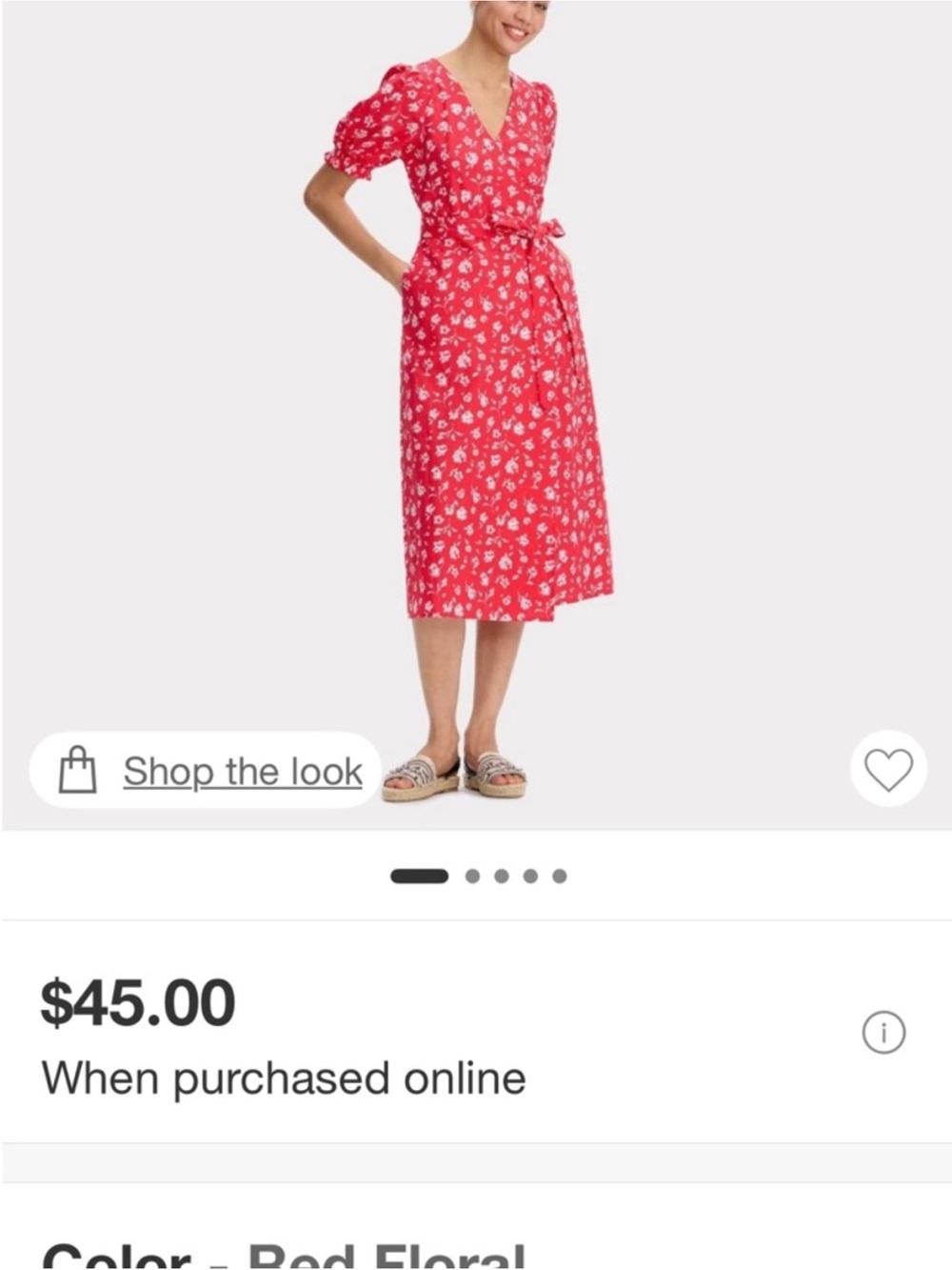 NWT Universal Thread Red Floral Wrap Midi Dress with Tie Waist